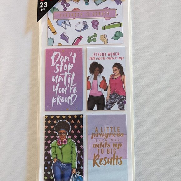 HTF Happy Planner Rong Rong 23pc Journaling Flip Stickers Women Fitness Fashion - Picture 1 of 6